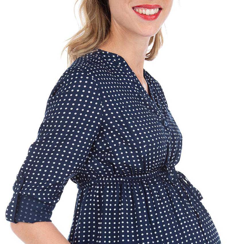 Robe de grossesse à pois all-over à manches rétractables 