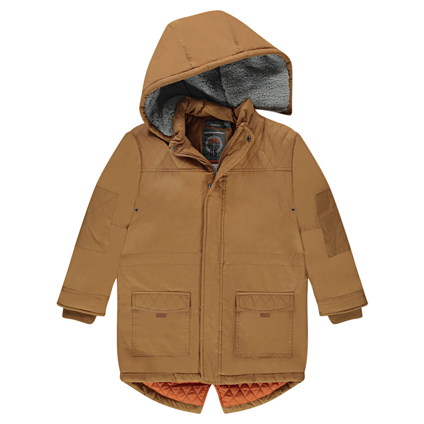 Parka en twill avec capuche amovible doublée sherpa 