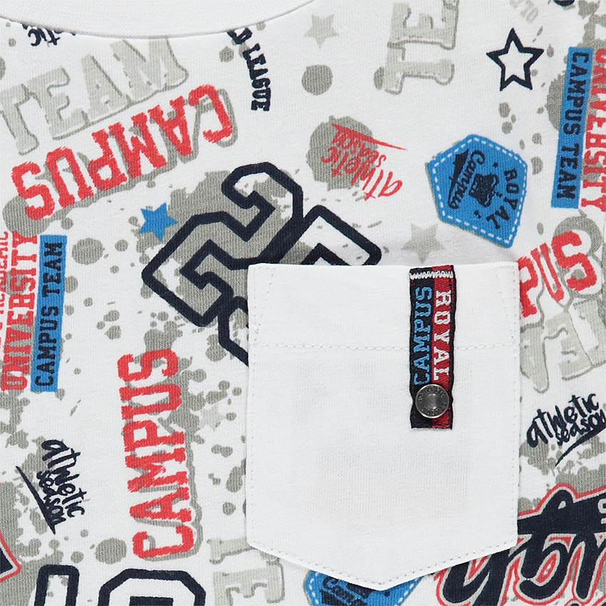 Tee-shirt manches courtes imprimé all-over avec poche 
