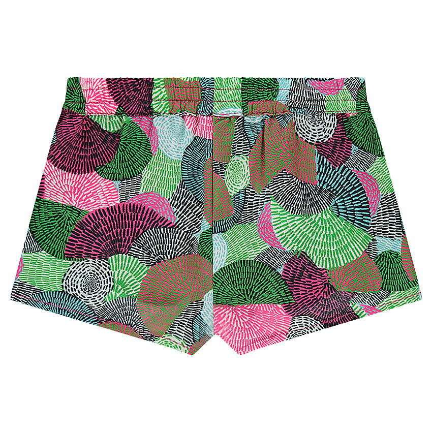 Short loose à franges en crêpe imprimé graphique  