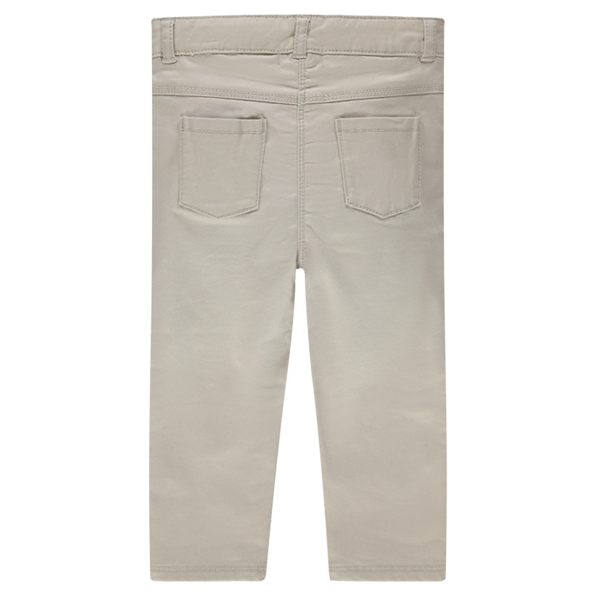Pantalon en coton uni avec poche forme coeur et volants 