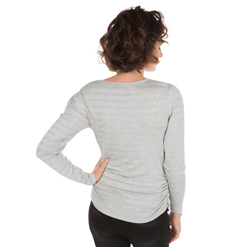 Tee-shirt manches longues à rayures en jacquard 