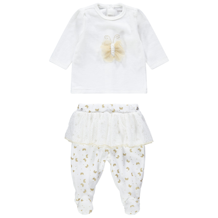 Pyjama en velours à papillon et volant en tulle 