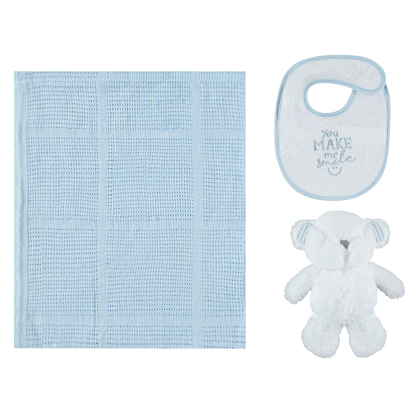 Set cadeau de naissance avec couverture, bavoir et peluche 