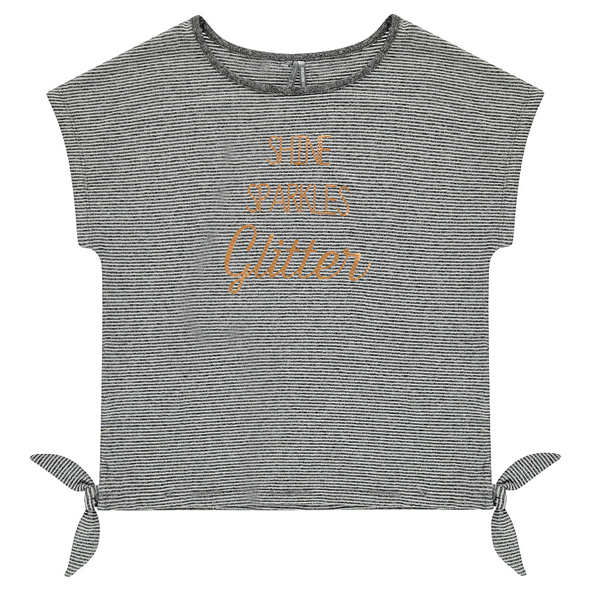 Junior - Tee-shirt manches courtes à fines rayures avec noeuds 
