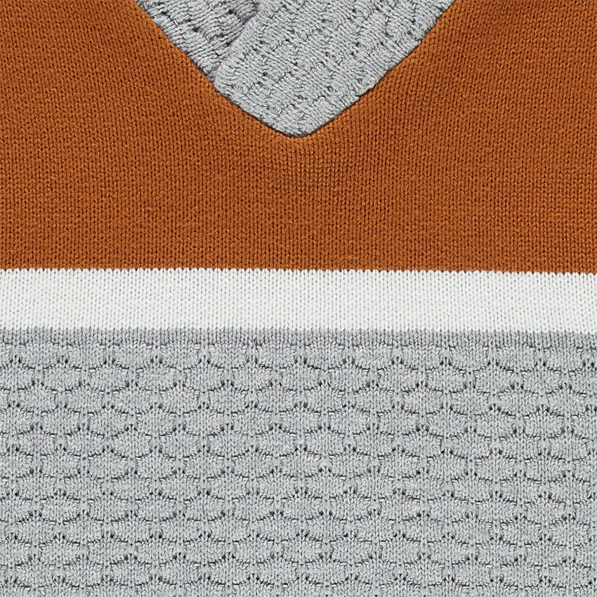 Junior - Pull en tricot fantaisie avec bandes contrastées  