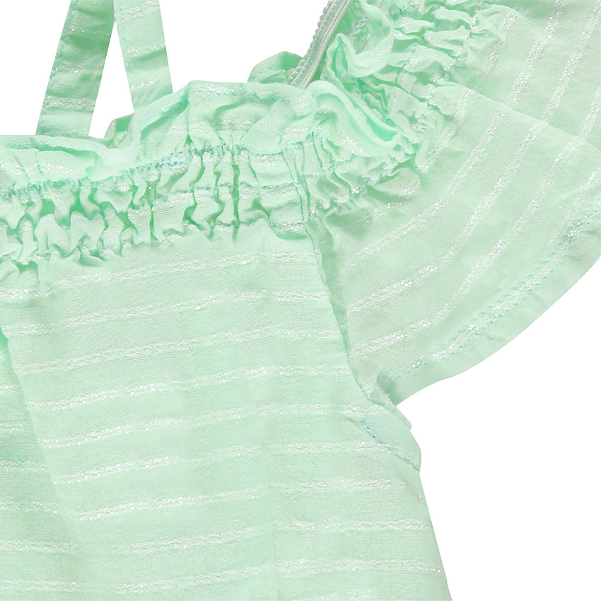 Top court smocké avec rayures iridescentes  