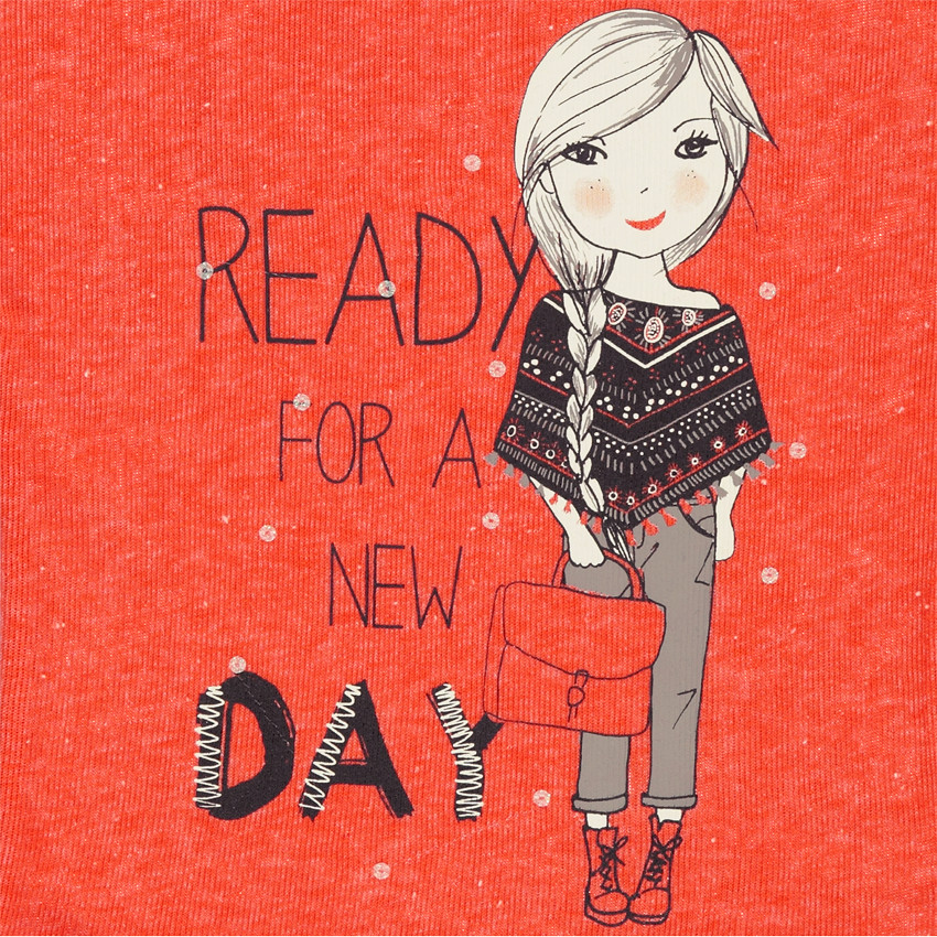 Sweat léger aspect tricot avec print fillette 