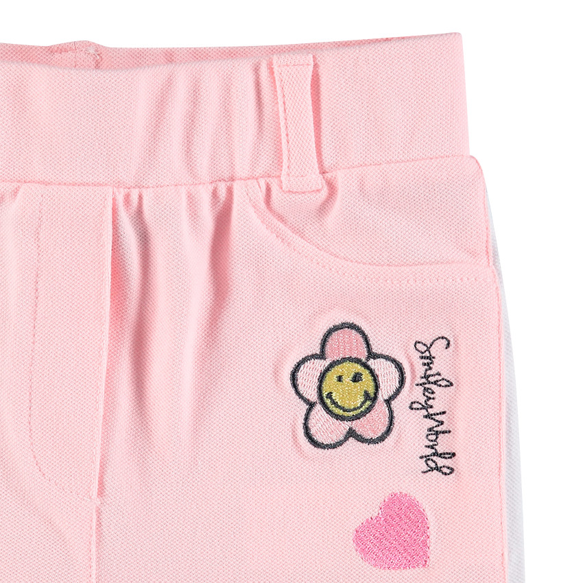 Effen kniebroek met contrasterende banden en geborduurd ©Smiley-motief 