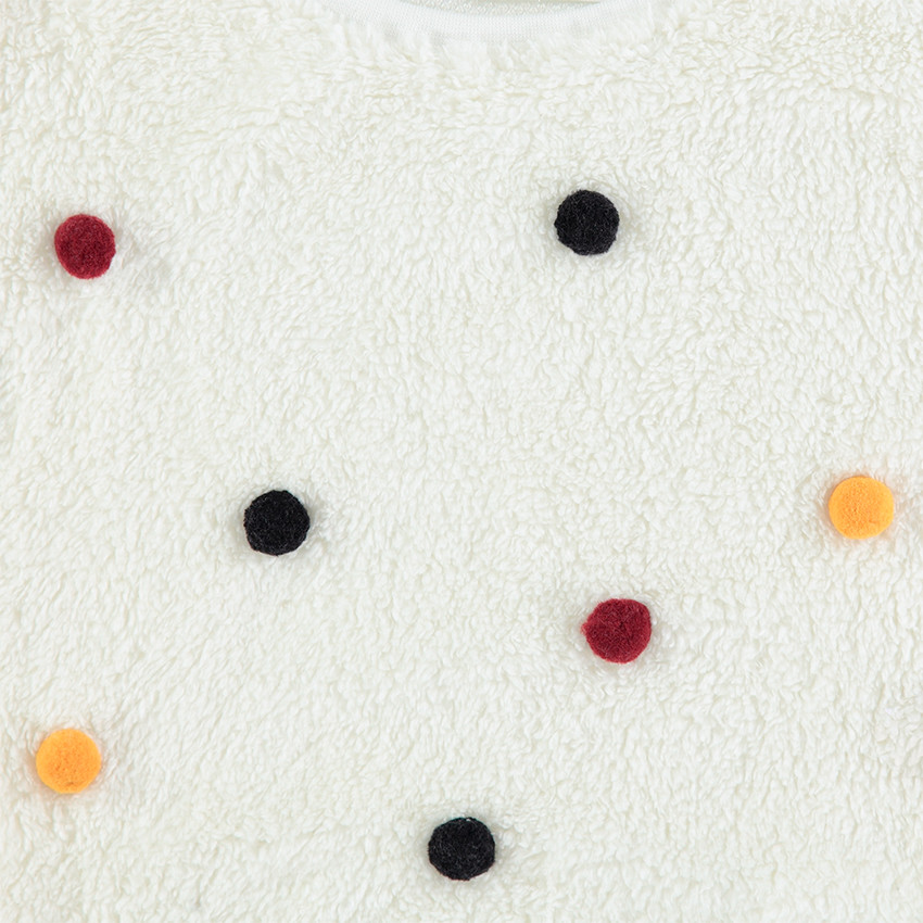 Sweat en sherpa avec pompons colorés cousus  