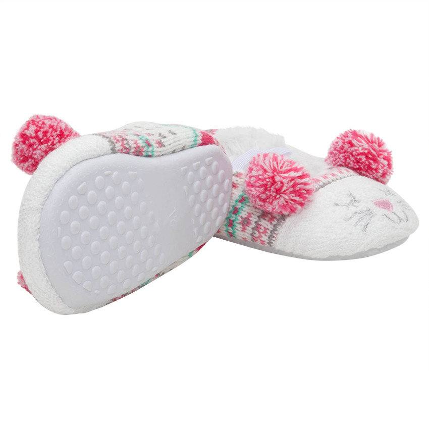 Chaussons en tricot avec doublure en sherpa et pompons 