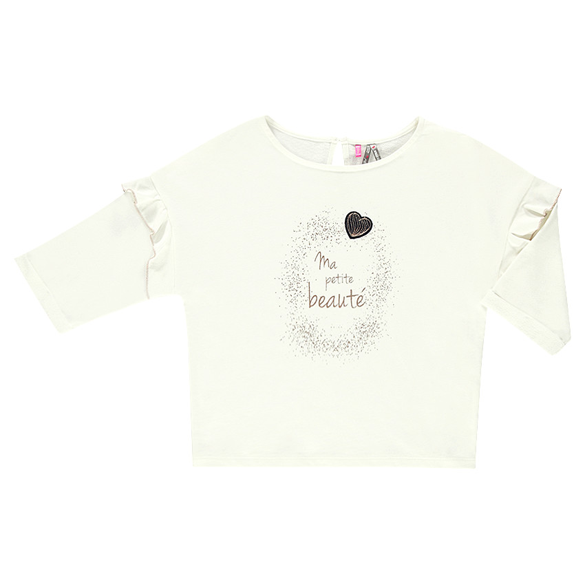 Sweat en molleton avec manches volantées et inscription effet spray doré 