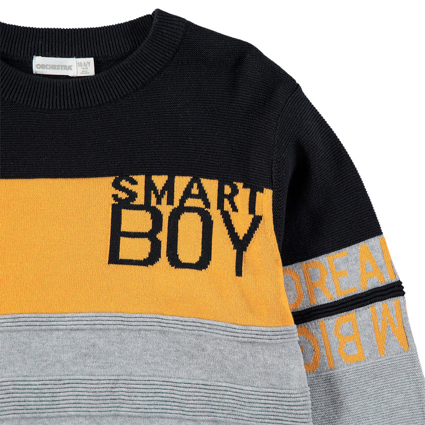 Pull en tricot ottoman avec inscriptions en jacquard 