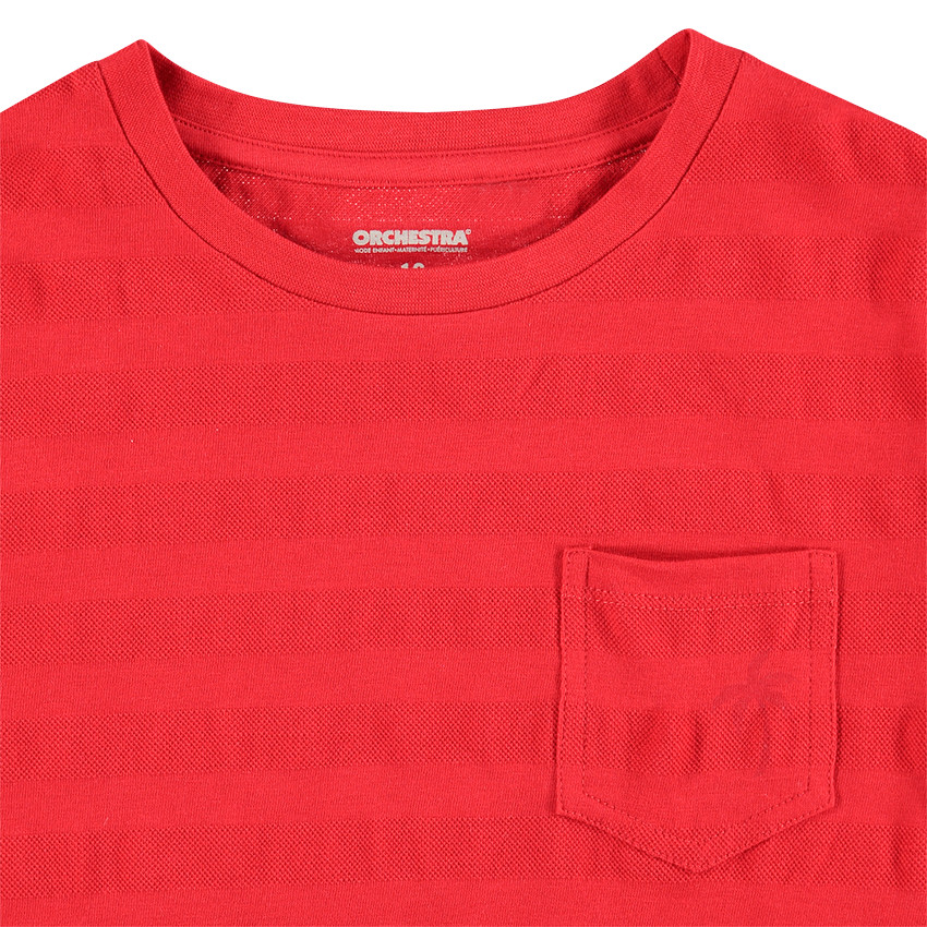 Tee-shirt manches courtes avec effet de rayures et poche 