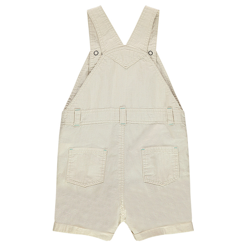 Salopette short en coton fantaisie avec inscription brodée devant 