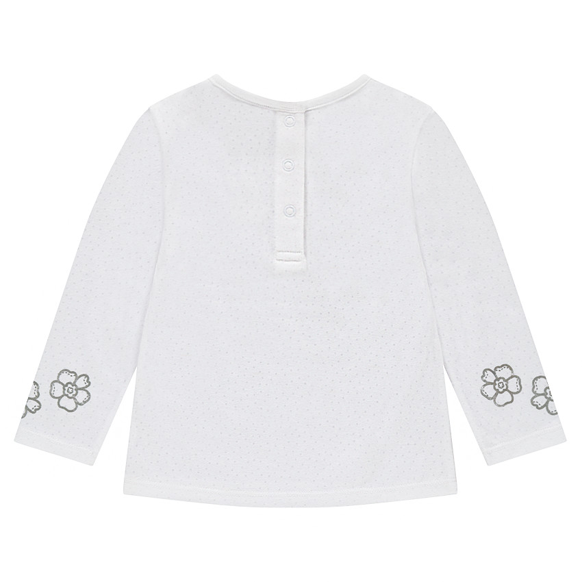 Tee-shirt manches longues en jersey effet dévoré avec fleurs printées 