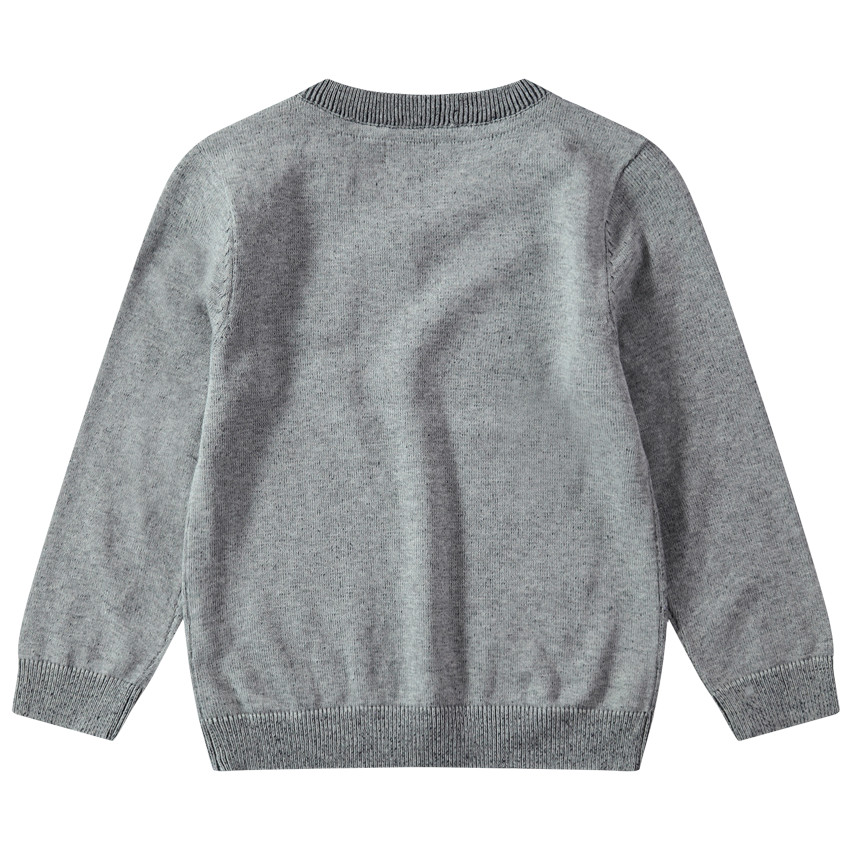 Pull en tricot chiné avec badge sur la poitrine 