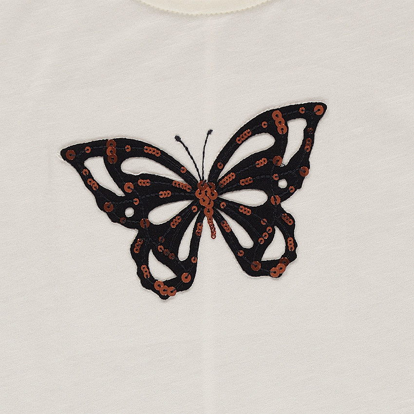 Junior - Tee-shirt à manches volantées et papillon en sequins 