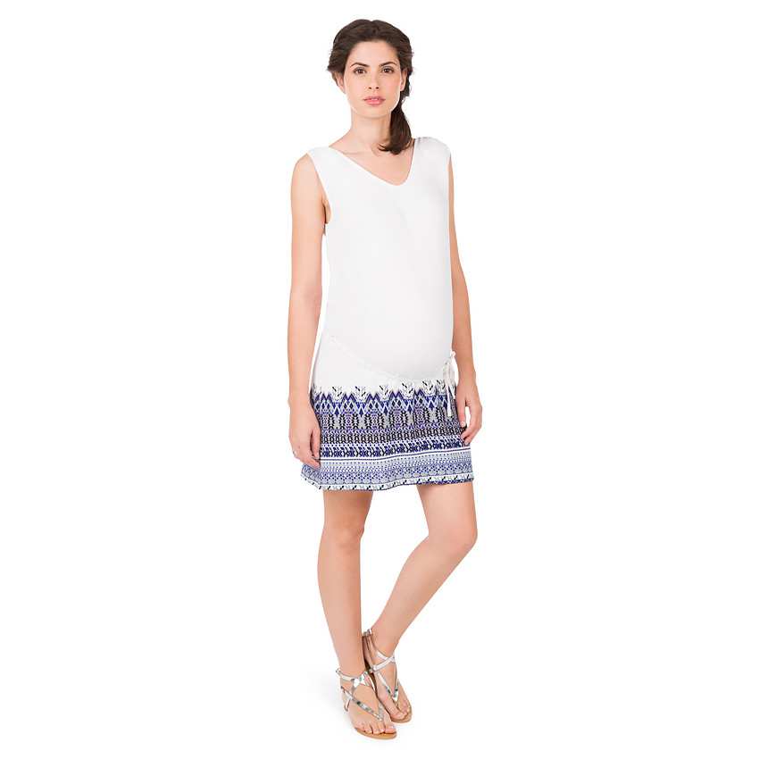 Robe de grossesse sans manches avec imprimé ethnique 