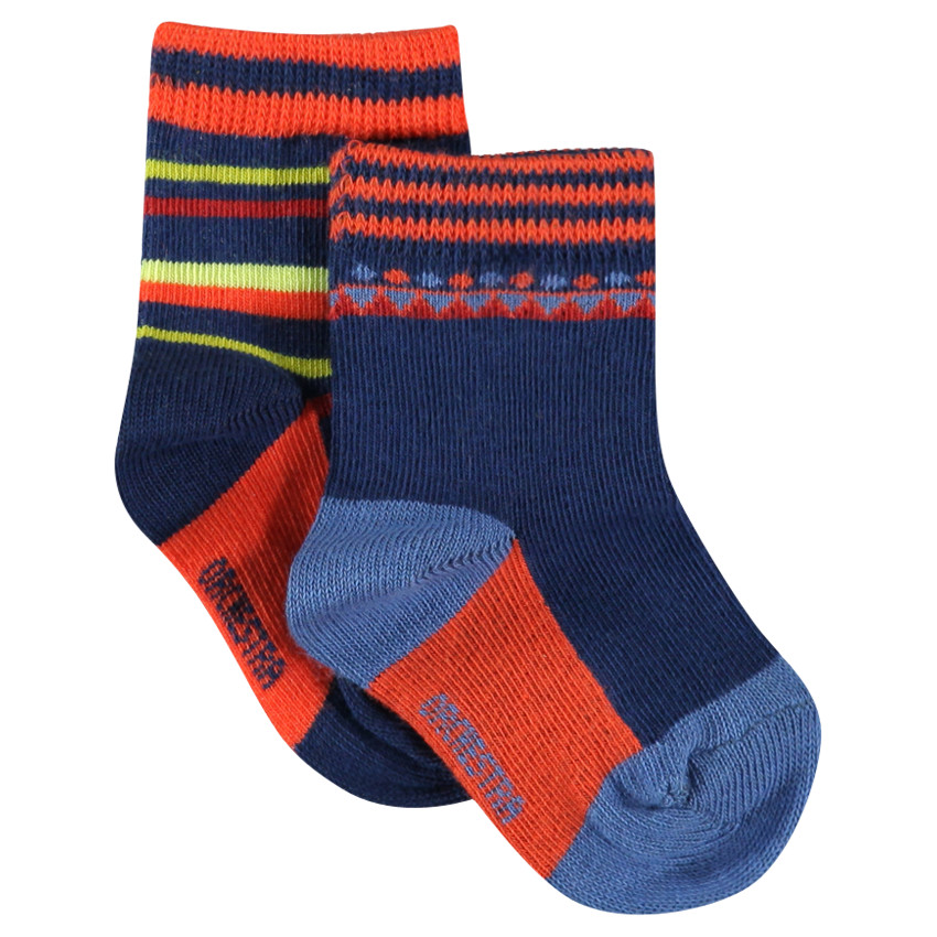 Lot de 2 paires de chaussettes unies/rayées 