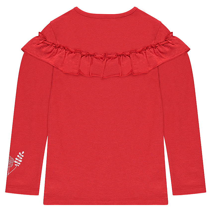 Tee-shirt manches longues en jersey avec volant et prints argentés 