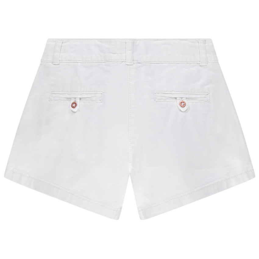 Short en satin de coton uni à poches volantées  