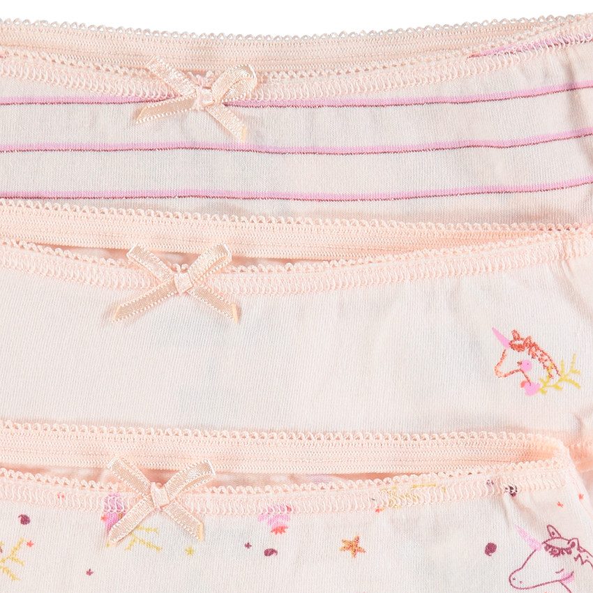 Lot de 3 culottes en coton avec 2 modèles imprimés et 1 modèle uni 