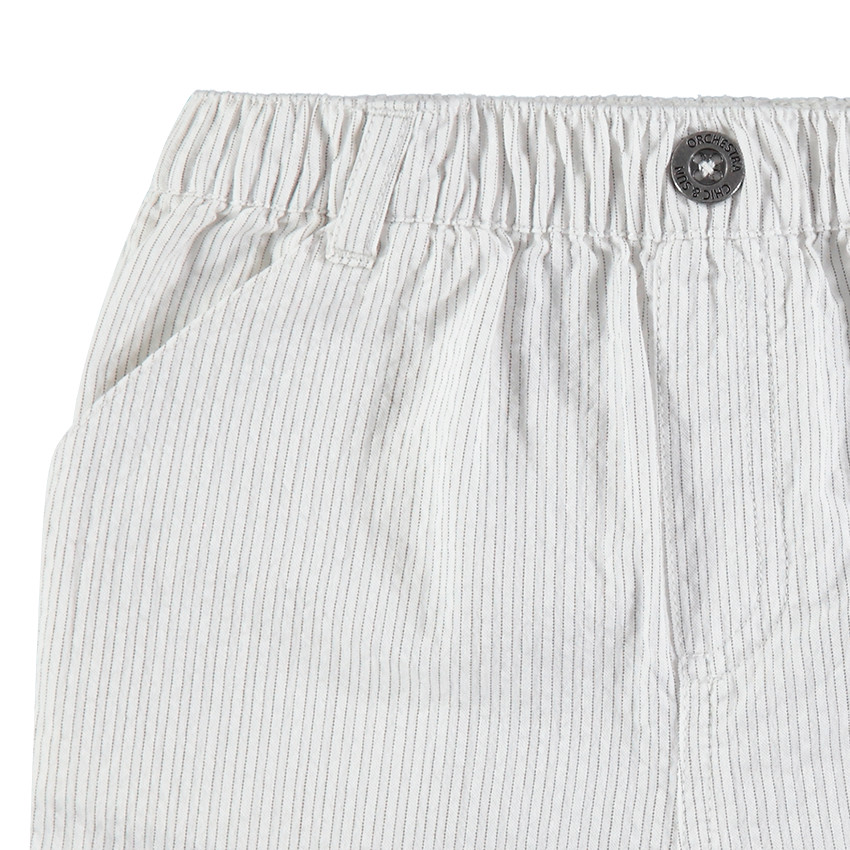 Ensemble avec chemise manches longues unie et pantalon rayé 