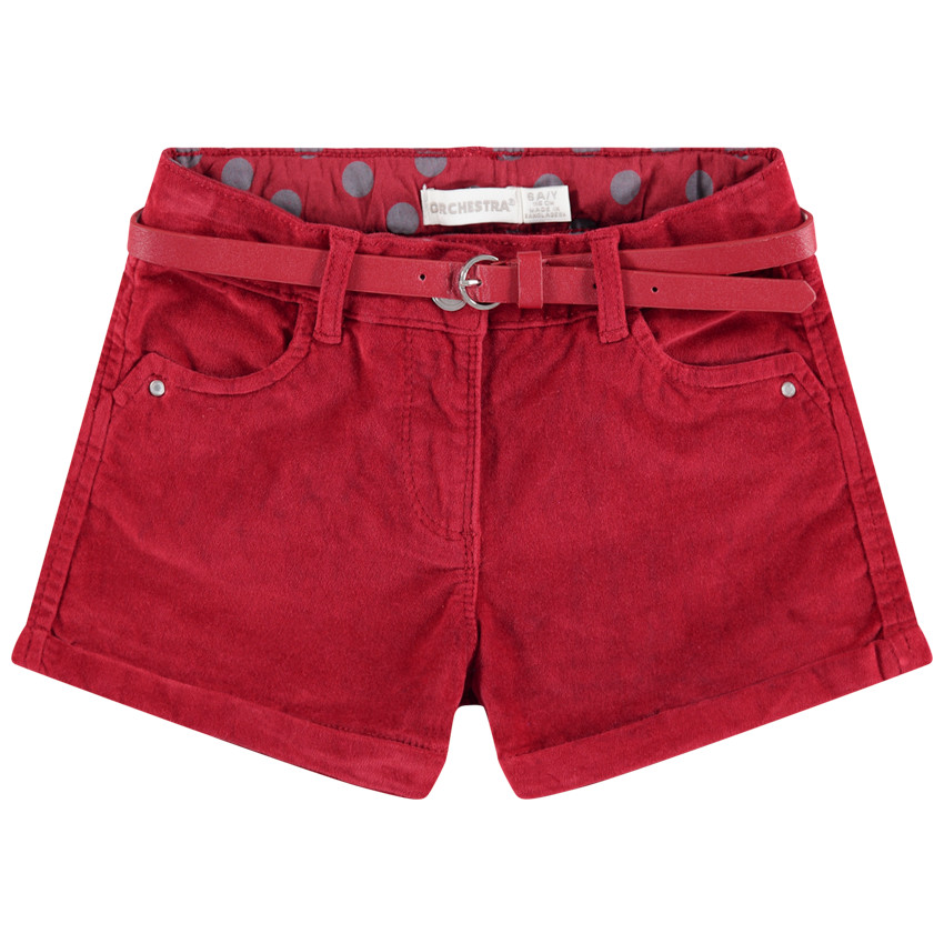 Short en velours uni avec ceinture ajustable et amovible 