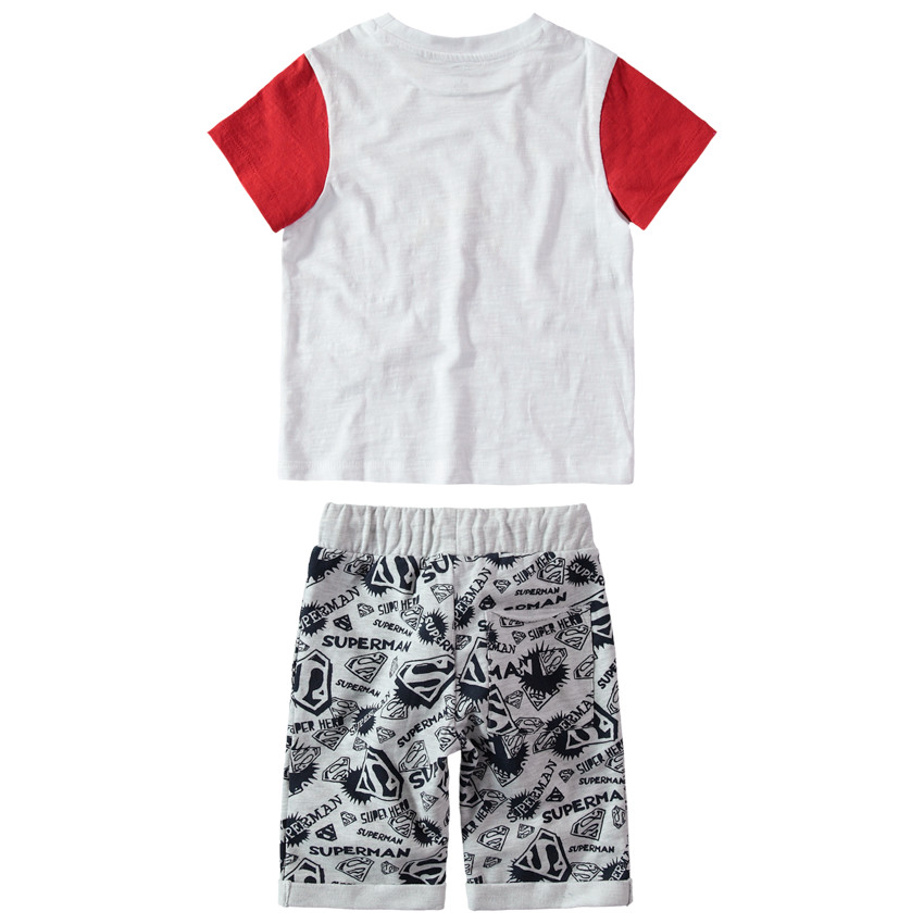 Ensemble avec t-shirt print Marvel Superman et bermuda imprimé logo all-over 