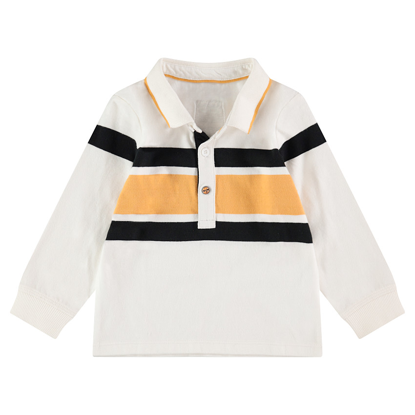 Polo manches longues avec bandes contrastées 