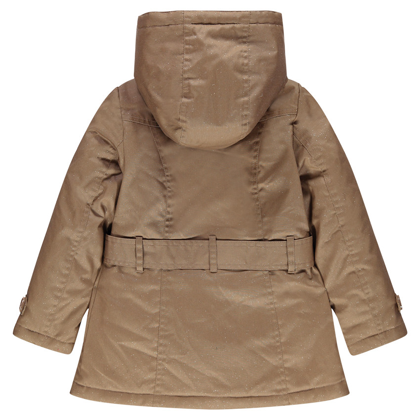 Junior - Trench en twill effet pailleté avec capuche amovible 