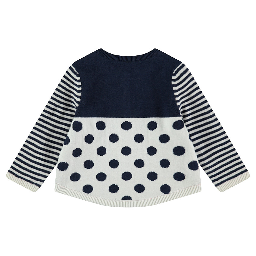 Gilet en tricot à pois et rayures avec patchs brodés 