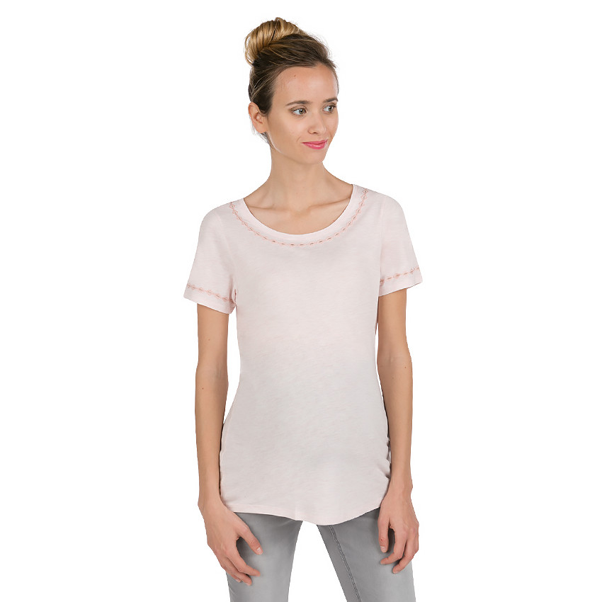 Tee-shirt manches courtes de grossesse avec fines broderies 