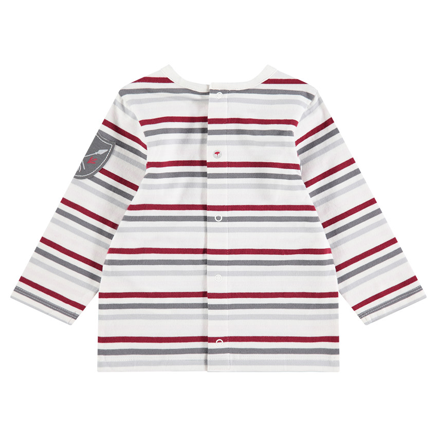 Tee-shirt manches longues avec rayures et badge 