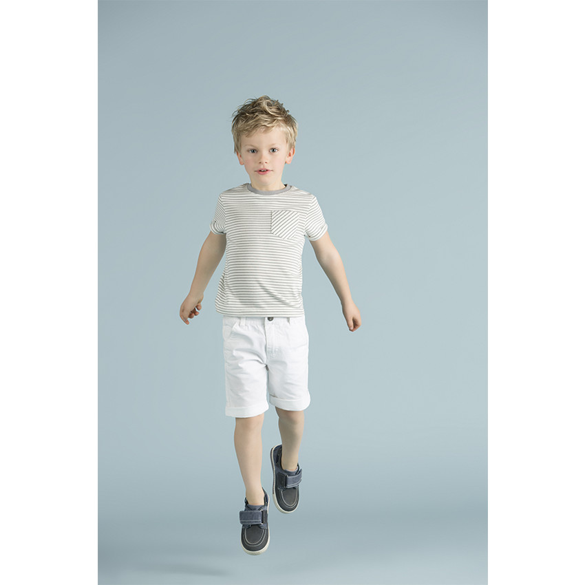 Tee-shirt manches courtes à rayures all-over avec poche 