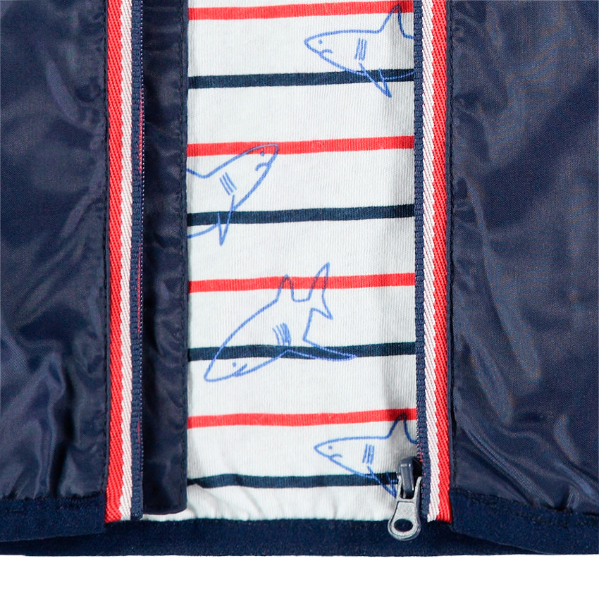 Coupe-vent à capuche avec doublure à rayures et requins 