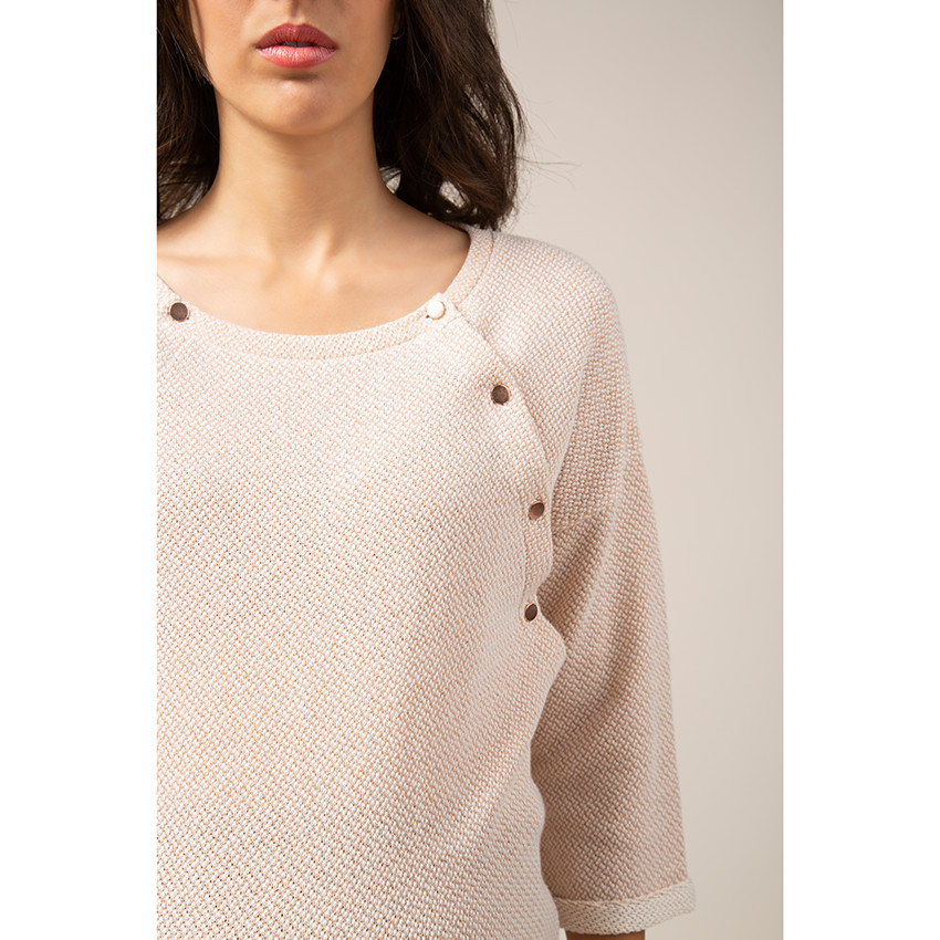 Sweat de grossesse en maille fantaisie avec boutonnage sur le devant 