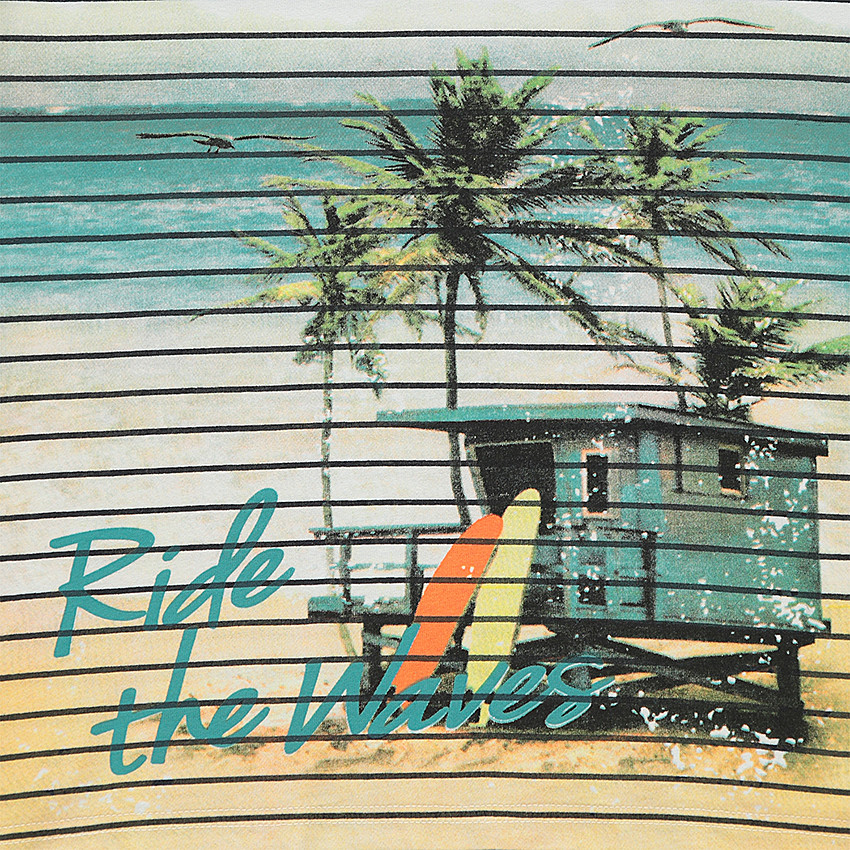 Junior - Tee-shirt manches courtes en jersey rayé avec paysage en sublimation 