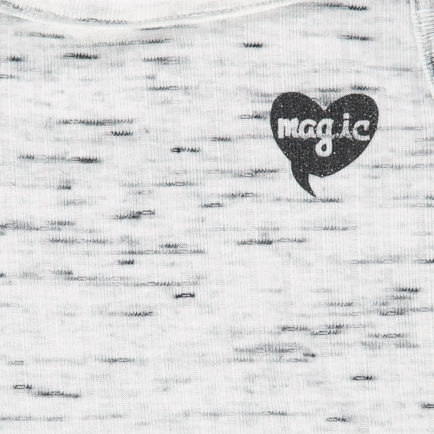 Débardeur côtelé en jersey slub avec coeur pailleté printé 