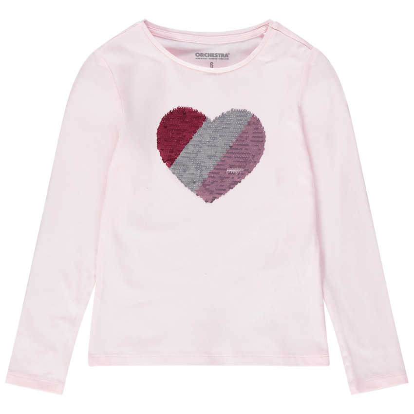 T-shirt manches longues en jersey avec motif en sequins 