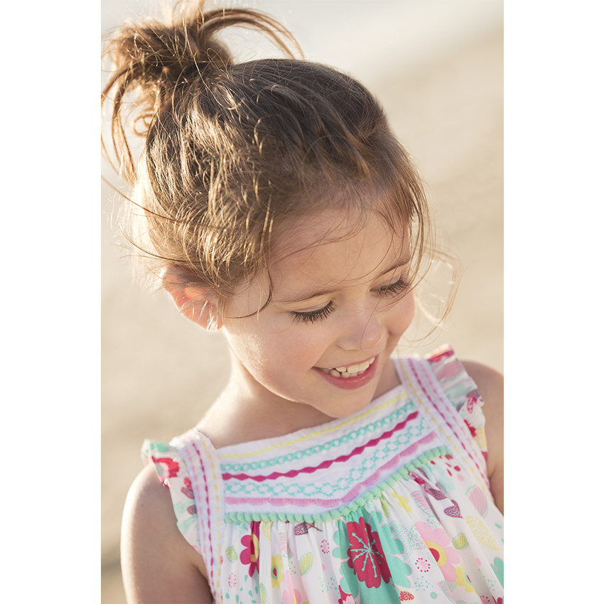 Tunique volantée imprimée fleurs all-over avec détails brodés 