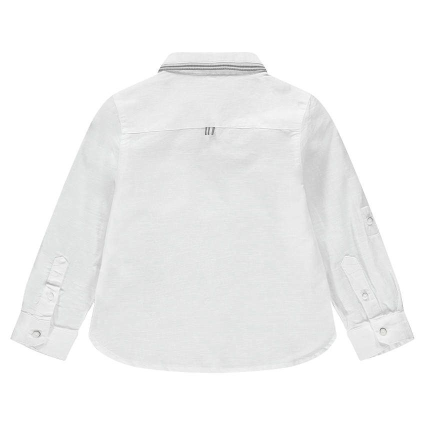 Chemise de cérémonie manches longues en coton avec poche et détails rayés 