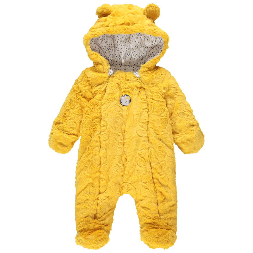 Combi-pilote en sherpa jaune à doublure imprimée 