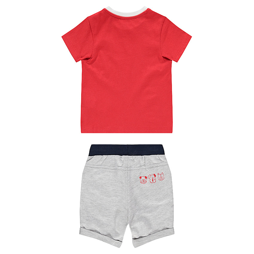 Ensemble avec tee-shirt manches courtes print chien et bermuda chiné 