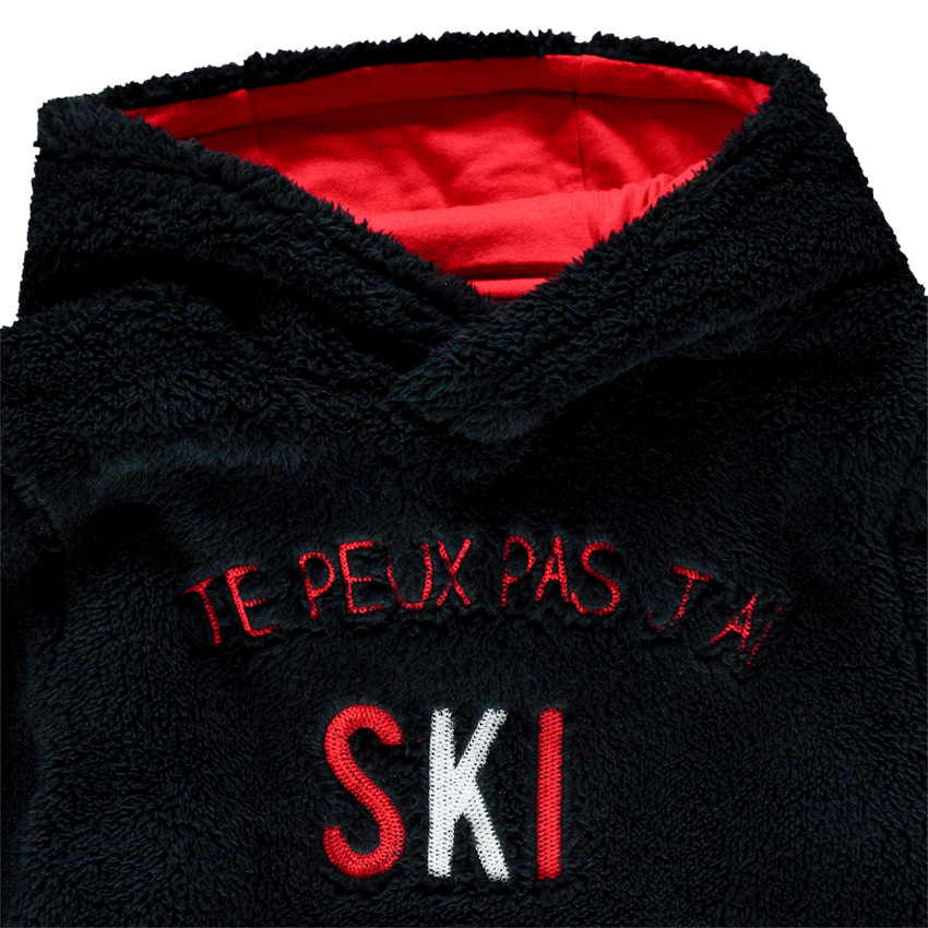 Sweat en sherpa à capuche à poche et inscription printée 