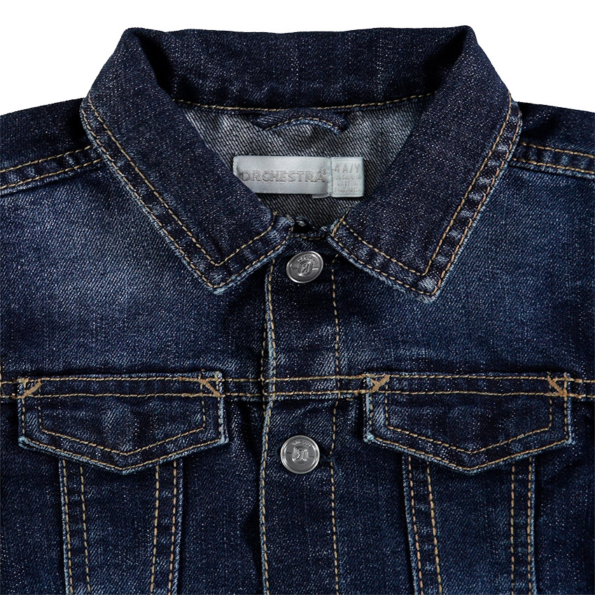 Veste en jeans effet used avec poches pressionnées 