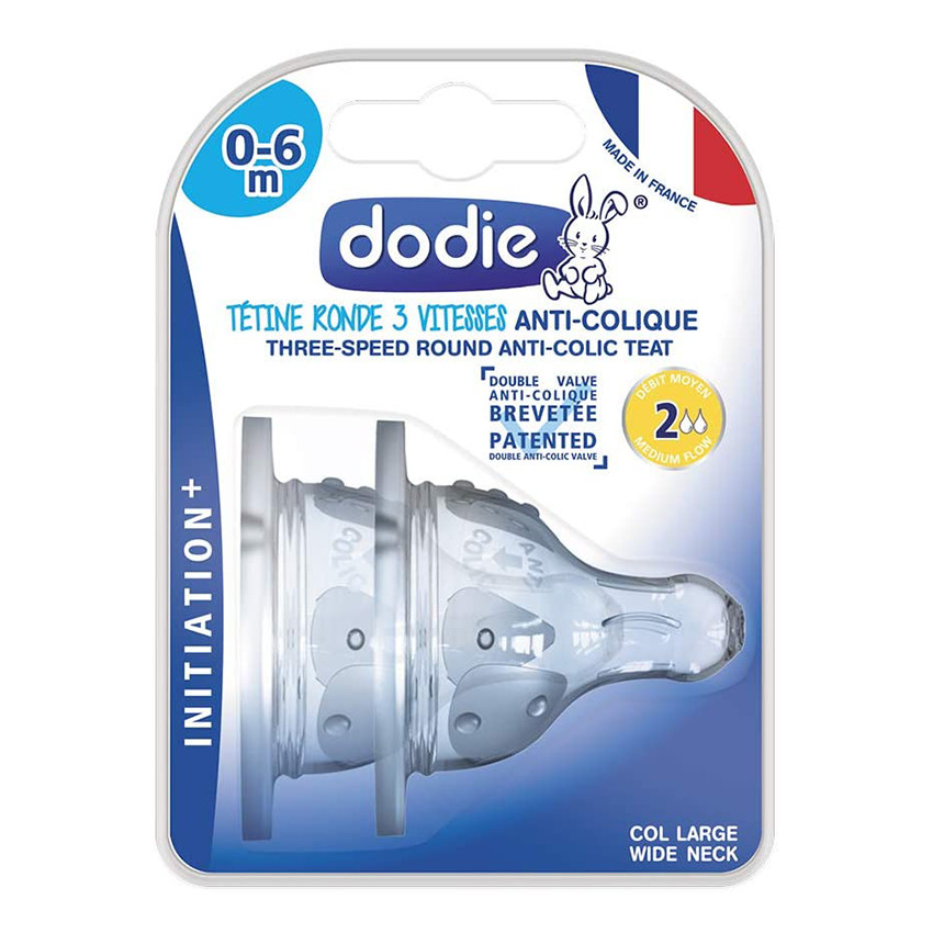 Tétine Initiation+ Ronde 3 Vitesses Anti-Colique Débit 2 - 0-6 mois 
