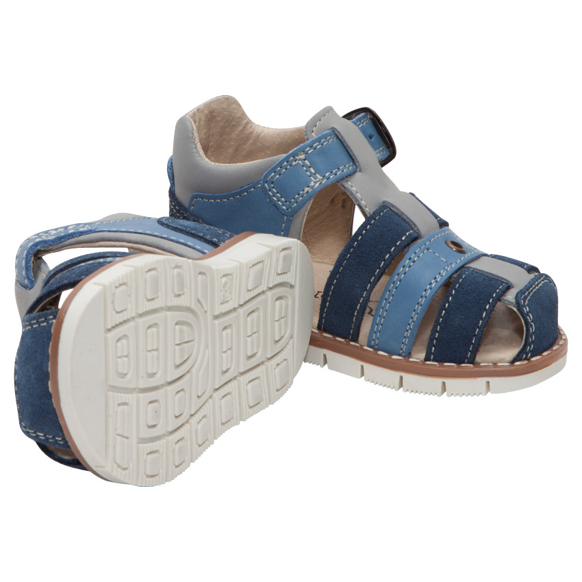 Nu-pieds en cuir à brides contrastées 