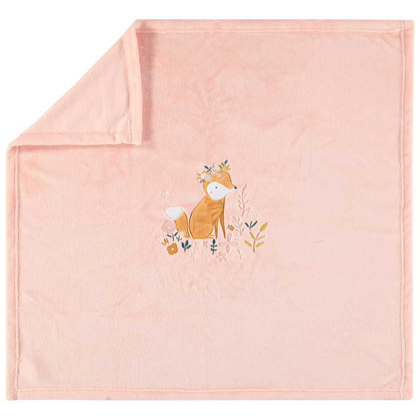 Couverture en velours avec renard brodé 